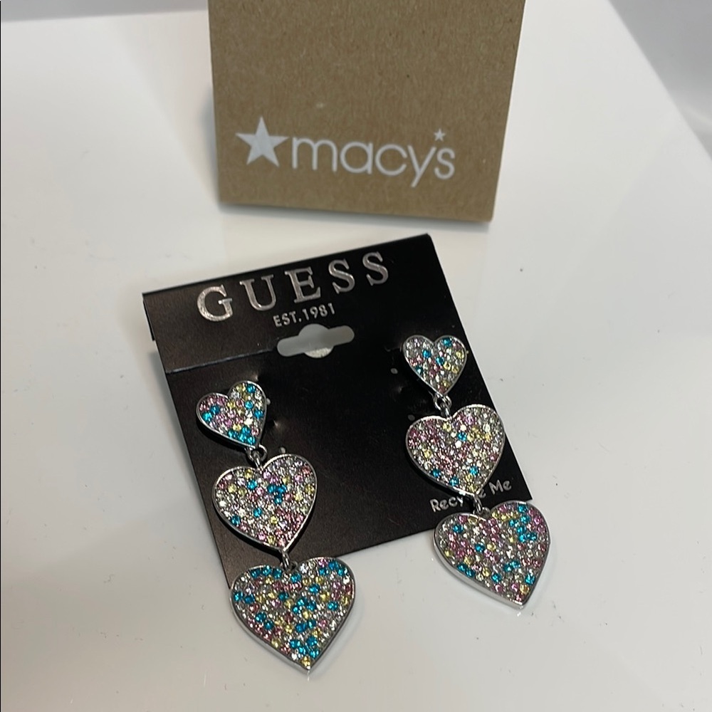 Guess Multicolor Heart Earrings